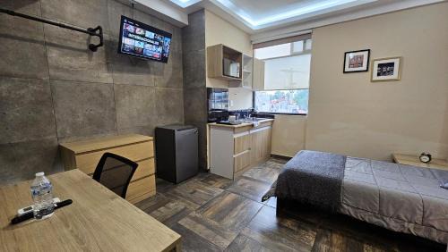 Cuautitlan Izcalli Apartment | A01 Premium Mini Suite WHITE Cocina Terraza Companies Work Teams 1-2 PAX