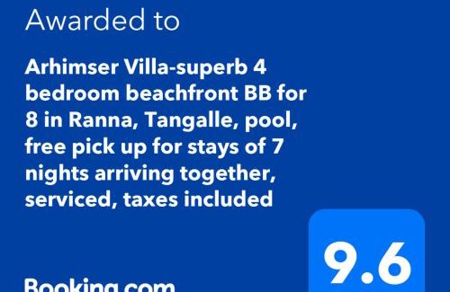 Kahandamodara House | Arhimser Villa-superb 4 bedroom beachfront for 8 in Ranna, Tangalle, BB, pool, free pick up or drop off for 7 night stays arriving together, serviced, taxes included