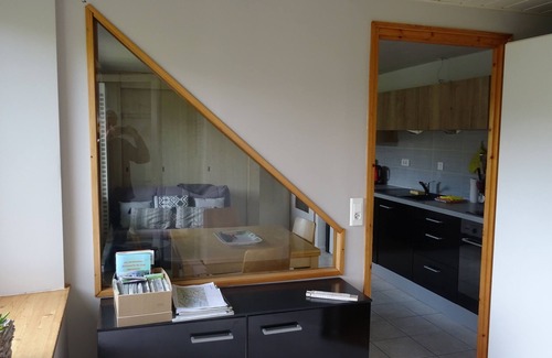 Villers-le-Lac Apartment | "Balcony overlooking the Doubs Basin and the Swiss village of Les Brenets