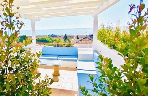 Meia Praia Apartment | Beachfront Apartment with Private Roof Terrace, BBQ, and Sea views