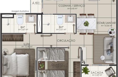 Ananindeua Apartment | Bosque Lausanne - Apartamento 101, Torre 3 - Bloco E - 1 vaga de garagem - COP 30