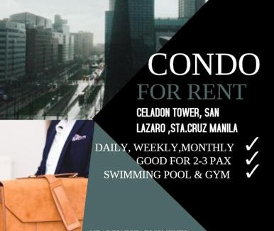 Santa Cruz Apartment | Celadon Tower- Studio with balcony near SM San Lazaro