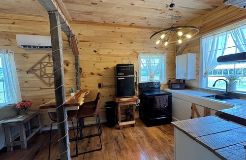 Riceville Cabin | Charming rustic modern 2-bedroom cabin farm stay, privacy & close to town!