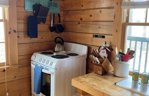 Rockport Cabin | Cozy log cabin with convenient Rockport location; pet friendly!