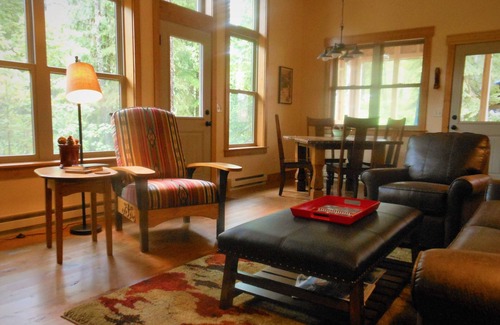 Columbia Falls Cabin | Creekside Cabin ~ Private, Peaceful, and Convenient to Glacier ~ Wonderful Deck!