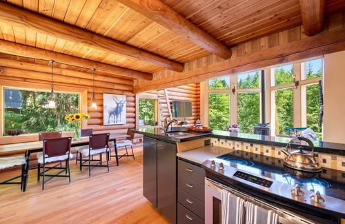 Riverbend Ski Chalet | Designer Log Home Estate + River @vacationloghome