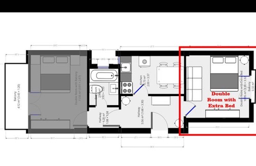 Agios Panteleimonas Apartment | Double Room With Extra bed - Athens Greek Blue Rooms