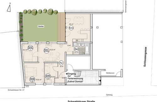 Gotha Apartment | Eckhof Domizil - Großzügige Ferienwohnung mit kleinem Garten in der Altstadt von Gotha