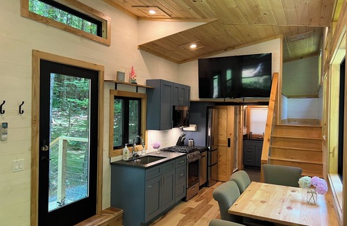 Sharon Cabin | Escape to this private and peaceful tiny home with hot tub in Sharon, VT!