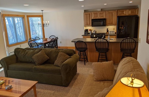 North Troy Condo | Fabulous ski in/ski out 2 bedroom condo, steps away from Grammy Jay trail!
