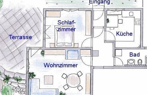 Denkingen Apartment | Ferienwohnung, 65qm, Garten, 1 Schlafzimmer, max. 5 Personen
