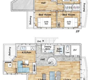 Minami-ku Apartment | Fieldnever Apartment STAY - Maisonette Family room