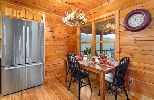 Whittier Cabin | Gorgeous Cabin with stunning Views, Hot Tub, Game Room, and Stone Fireplace!