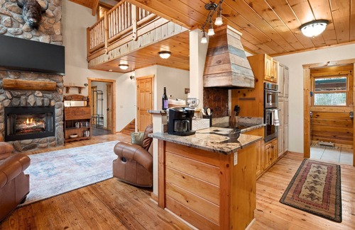 Whittier Cabin | Gorgeous Cabin with stunning Views, Hot Tub, Game Room, and Stone Fireplace!