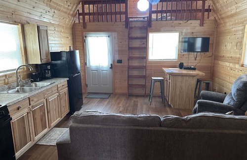 Warrensburg Cabin | Green cabin close to University of Central Missouri and Whiteman AF Base