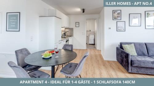 Voehringen Apartment | Iller Homes - 5 x Moderne Fewos je 1bis2 oder 1bis4 Pers mit Küche u Balkon - Parkplätze vorhanden
