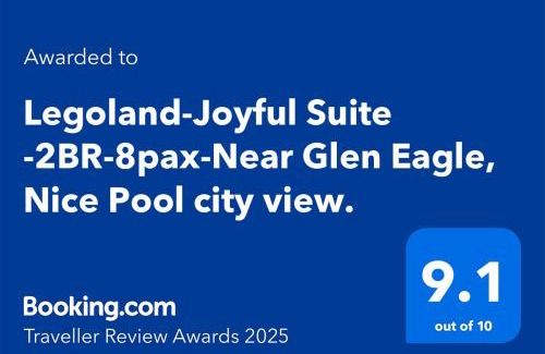 Medini Apartment | Legoland-Joyful Suite -2BR-8pax-Near Glen Eagle, Nice Pool city view.