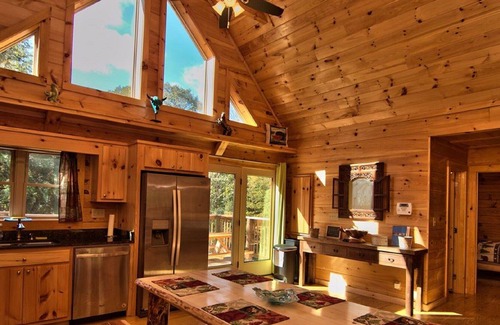 White Haven Cabin | Log Cabin 2 acre borders Lehigh River & Trail - Game room, Bar, Fire Pit, decks