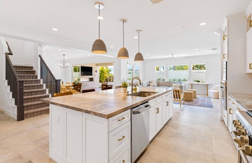 Olde Carlsbad House | Luxe home near the beach with a pool, grill, office, gourmet kitchen, W/D, & AC