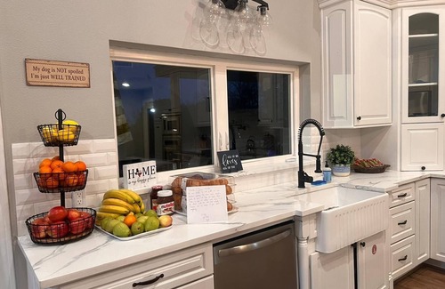 Little Elm Villa | Luxury lake house with pool king bed