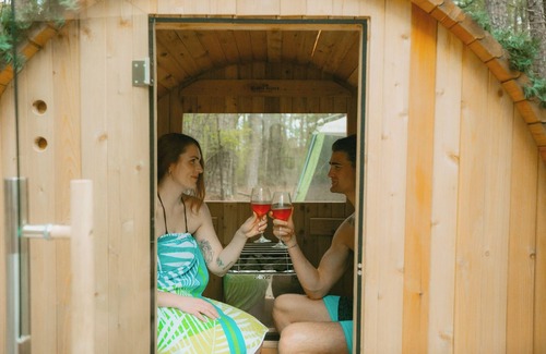 Warm Springs RV Rental | Mystic Woods, Ultimate Glamping 3 Tents, Sauna, 2 hot tub, & 3 firepits