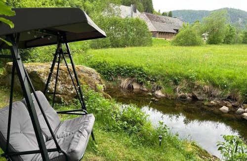 Menzenschwand-Hinterdorf Apartment | Naturidyll am Fluß - Ferienhaus Albmatte - großer Garten zum grillen und entspannen-direkt neben dem Radon Revitalbad mit Sauna und Thermalbecken