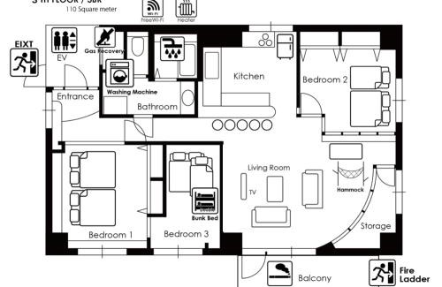 Chuo-ku Apartment | NK BLD3F Sapporo 3LDK 3BR 1 floor 1 room