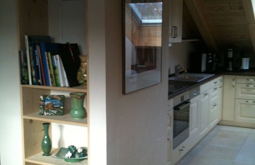 Garmisch-Partenkirchen Apartment | Open top floor apartment with exposed roof structure