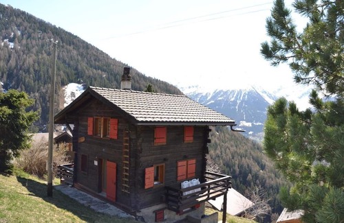 Saint-Luc Ski Chalet | Outside : chalet near the center of the village, terrace and balcony with garden furniture, beautifu