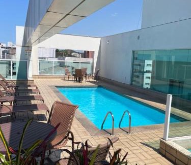 Praia do Canto Apartment | Praia do Canto Apart Hotel - Apto 405 - Varanda Lateral com Vista Mar