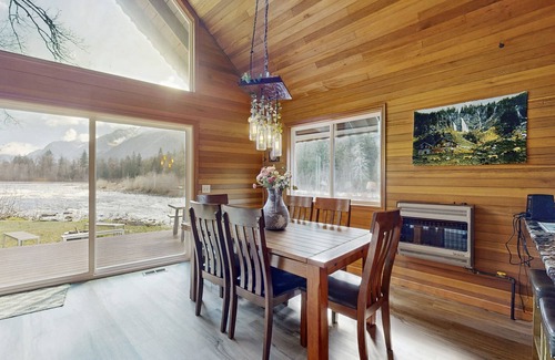 Gold Bar Cabin | Riverfront Mountain Home w/Private Hot Tub, Upgraded Kitchen, and Large Deck