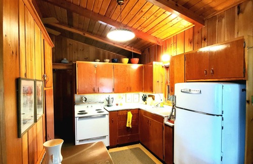 Bigfork Cabin | Rustic cabin in remote wooded area on point overlooking lake.