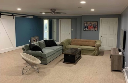 Kernersville House | Semi-Private Large Guest Suite; bedroom, bath, and living room in Triad