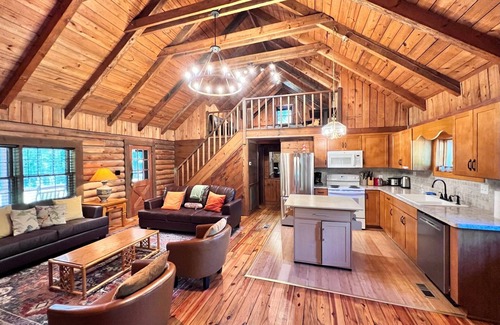 Apex House | Serene Log Home w pond, fenced-in yard & pastures