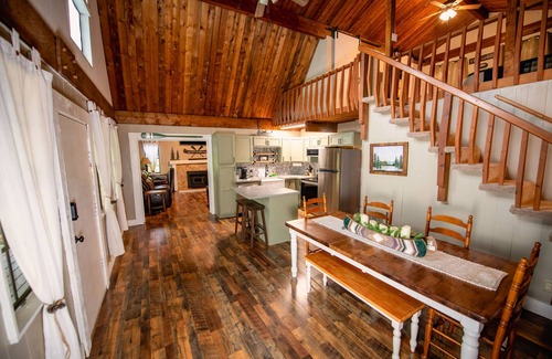 Cherokee Cabin | Stay in the Treehouse Lodge! Hot tub, game room, fire place, wrap around porch!