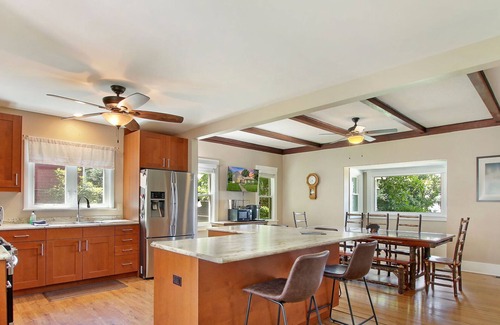 Delavan Lake House | Sunset Views |Beautiful Delavan Lakefront Home |Private Pier |Lakefront Patio w/Fire Table