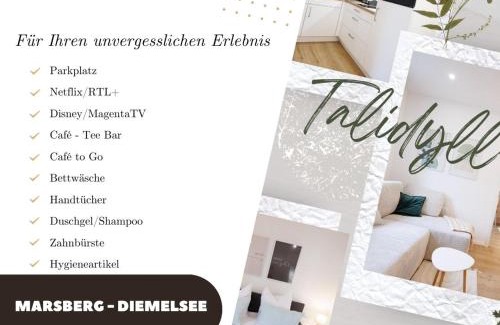 Helminghausen Apartment | Talidyll am Diemelsee an der Talsperre- 4 Betten 1 Schlafsofa bis zu 5 Gästen - 2 Autominuten bis zum Badestrand - nähe Willingen - Marsberg - Brilon - Privater Eingang