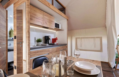 Mol RV Rental | Tent Lodge With Bathroom and Airco, Near a Lake