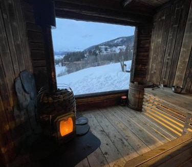 Vestre Slidre Apartment | The blue room at Vevstogo - cosy with a mesmerizing view, sauna and eco living in an old school house