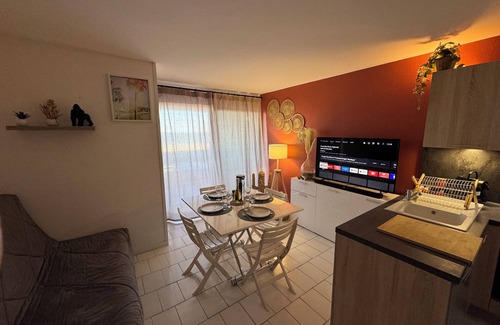 Canet-Plage Apartment | Tranquil 2 bedroom apartment in Canet-en-Roussillon WiFi, AC, sea view terrace