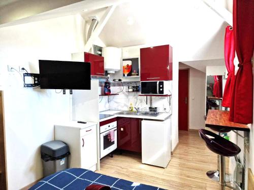 08 - Très joli studio tout équipé avec clim, parking privatif gratuit, grand fourgon possible, tout le linge de maison est fourni