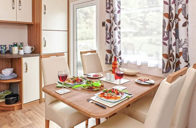 12ft-wide caravan with one double and two twin.