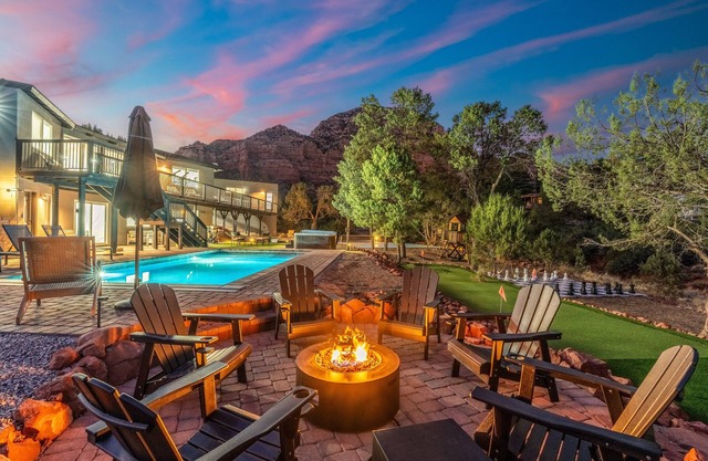 Across Hiking Trails | Stunning Red Rock Views | Sleeps 18 | Pool, Pickleball, Hot Tub & Theater
