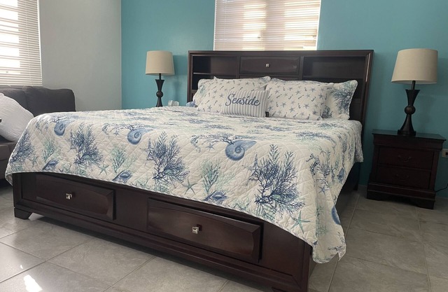 Apt. #2 Front of Deck with newly updated Deluxe King Bed! Sweet Dreams!