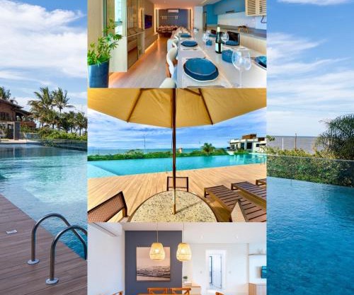 Aptos Pé na Areia Vista Mar Condomínio Resort Completo com Piscina borda Infinita, Beach Tennis, Academia, Sala de Jogos, Brinquedoteca, Playground e Portaria 24H 3 Quartos com Ar-Condicionado, Churrasqueira Privativa Reserve Agora e Viva essa Experiência