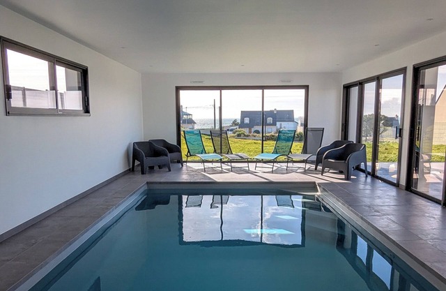 Beachfront villa with heated indoor pool