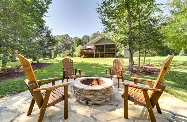 Deck and Mtn Views Riverfront Cullowhee Home