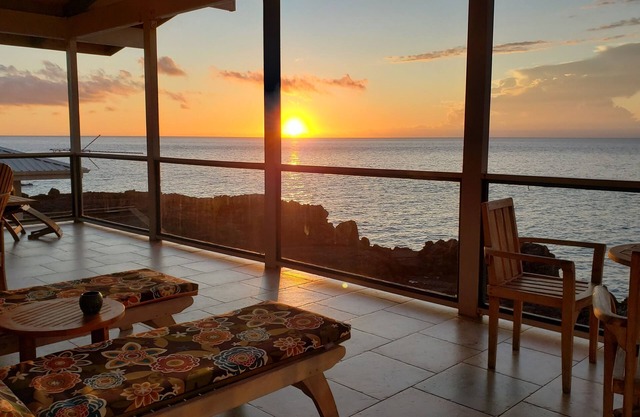 Direct OCEANFRONT, Custom Polynesian Design, See WHALES & DOLPHINS, Sunbathing