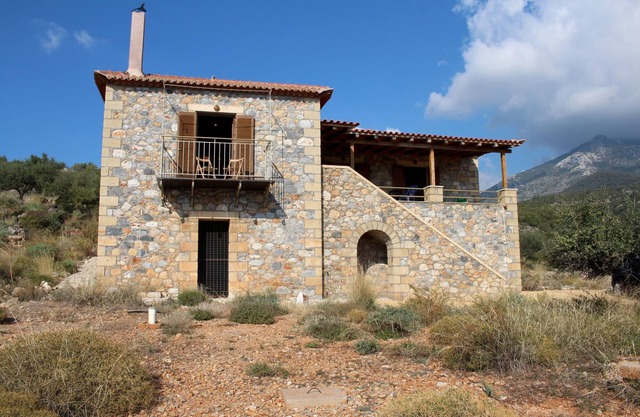 Dreamlike view of landscape and sea: idyllic located holiday house, Messenia, Pe