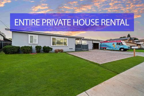 Entire Private 4-BR House, w Hot Tub, King Bed, 80 TV, Gated Yard, Ranch Style, Available Now